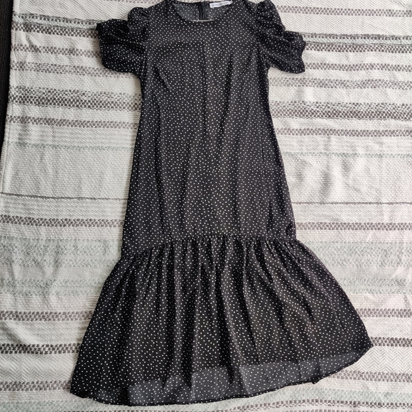 ATMOS&HERE|| Black and white dotted smock dress Size 8 - Picture 2 of 12